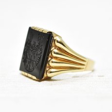 画像2: 14ct,オニキスインタリオリング (2)