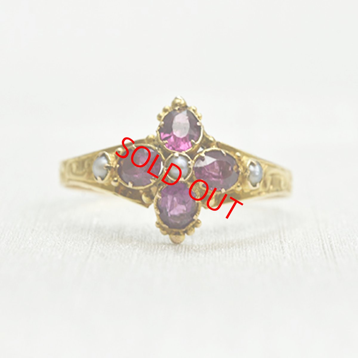 画像1: Sold I様専用 15ct.ガーネットパールリング (1)