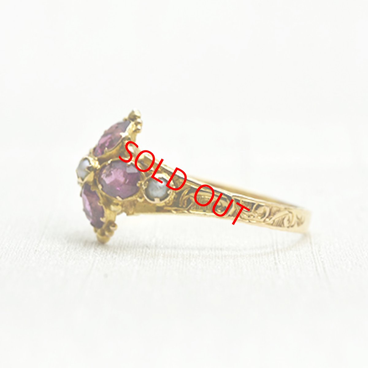 画像2: Sold I様専用 15ct.ガーネットパールリング (2)