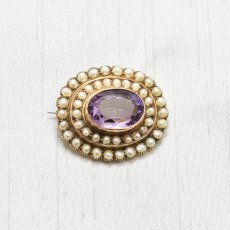 画像1: 9ct.アメシストパールブローチ (1)