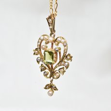 画像2: 15ct.ペリドットパールペンダント (2)