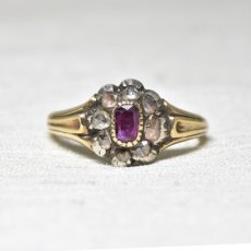 画像1: Sold　ゴールド・シルバー・ルビー・ダイヤモンドリング  (1)
