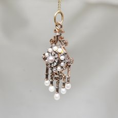 画像2: ゴールド・シルバー・ダイヤモンド・パールペンダント (2)