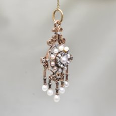 画像4: ゴールド・シルバー・ダイヤモンド・パールペンダント (4)