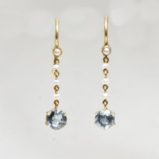 画像1: Sold ゴールド・アクアマリン・パールイヤリング（11ct.） (1)