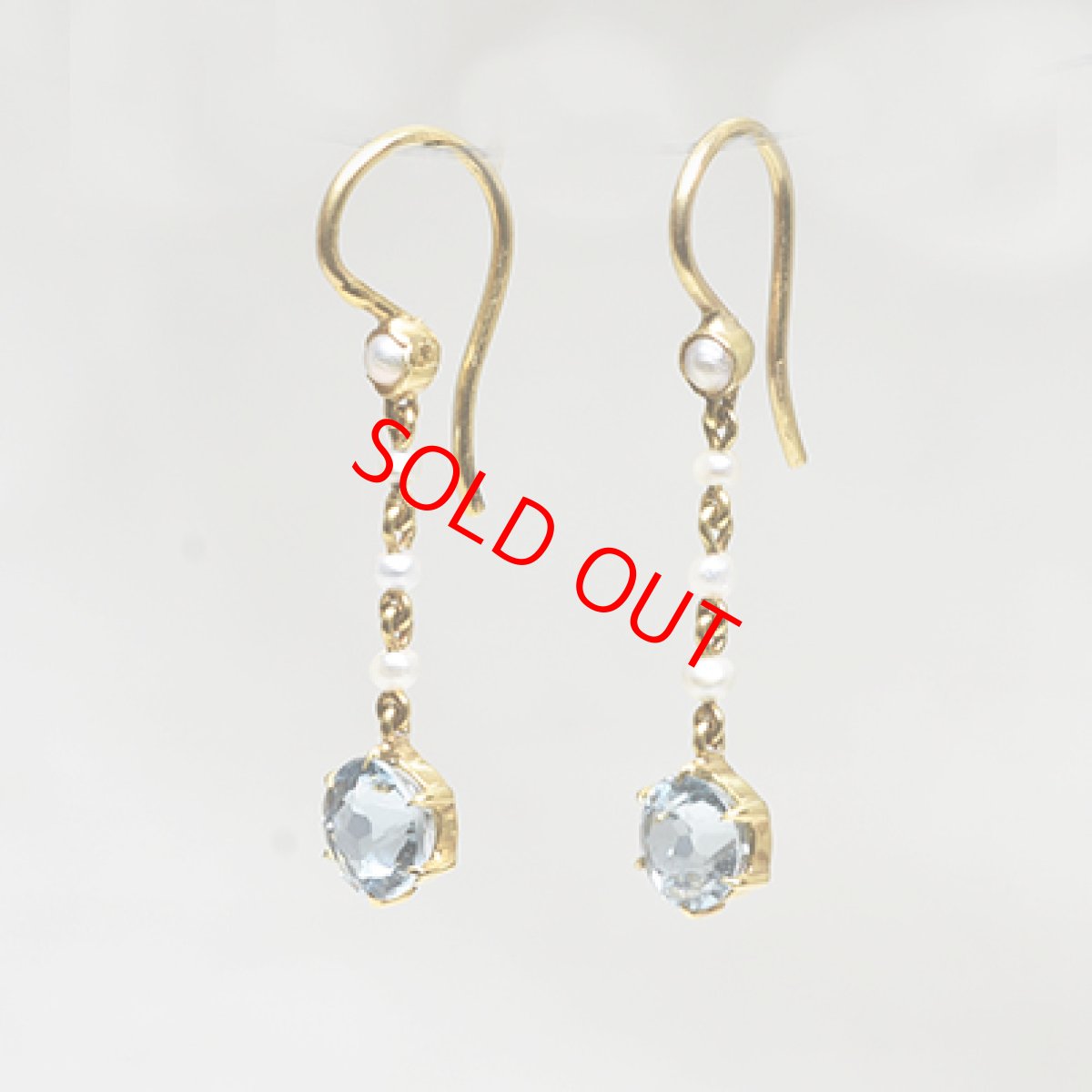 画像2: Sold ゴールド・アクアマリン・パールイヤリング（11ct.） (2)