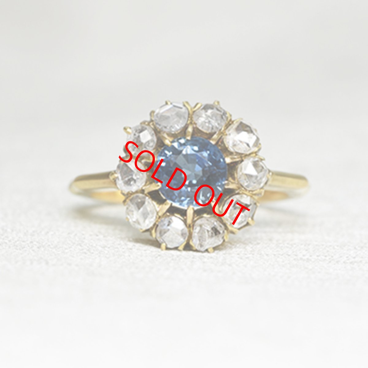 画像1: Sold ゴールド,サファイア・ダイヤモンドリング (1)