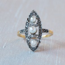 画像1: ゴールド パール＆ダイヤモンドリング (1)