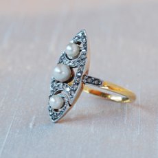 画像2: ゴールド パール＆ダイヤモンドリング (2)