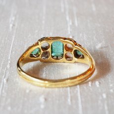 画像3: ゴールド エメラルド・ダイヤモンド・ジルコンリング (3)