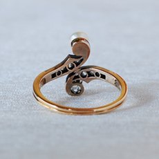 画像4: ゴールド シルバー パール  ダイヤモンドリング (4)