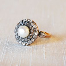 画像2: ゴールド パール ダイヤモンドリング (2)