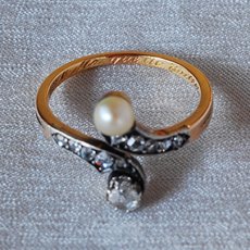 画像5: ゴールド シルバー パール  ダイヤモンドリング (5)