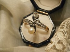 画像6: ゴールド シルバー パール  ダイヤモンドリング (6)