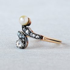 画像2: ゴールド シルバー パール  ダイヤモンドリング (2)