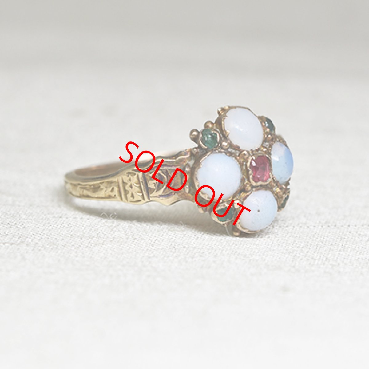 画像5: Sold ゴールド・ルビー・オパール・エメラルドリング (5)