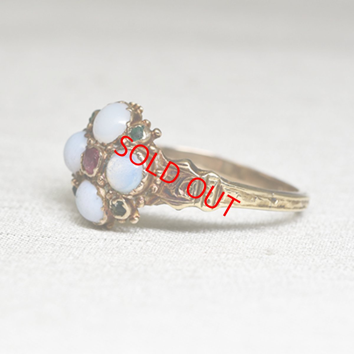 画像2: Sold ゴールド・ルビー・オパール・エメラルドリング (2)