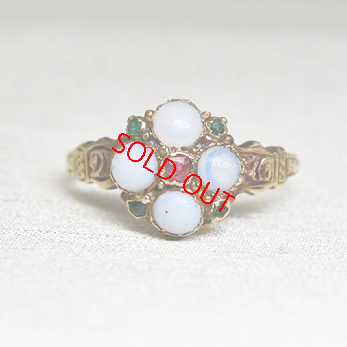 画像1: Sold ゴールド・ルビー・オパール・エメラルドリング (1)