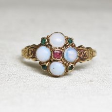 画像1: Sold ゴールド・ルビー・オパール・エメラルドリング (1)