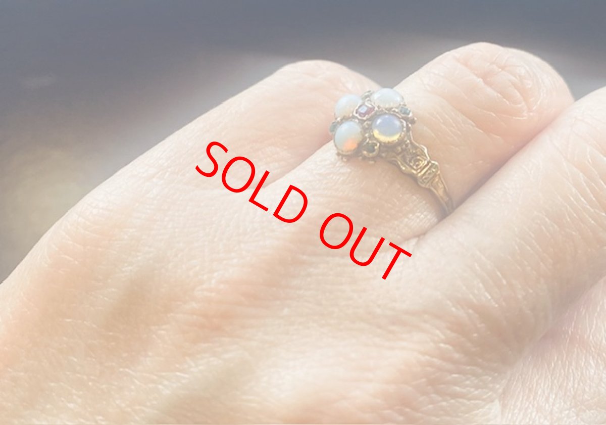 画像10: Sold ゴールド・ルビー・オパール・エメラルドリング (10)