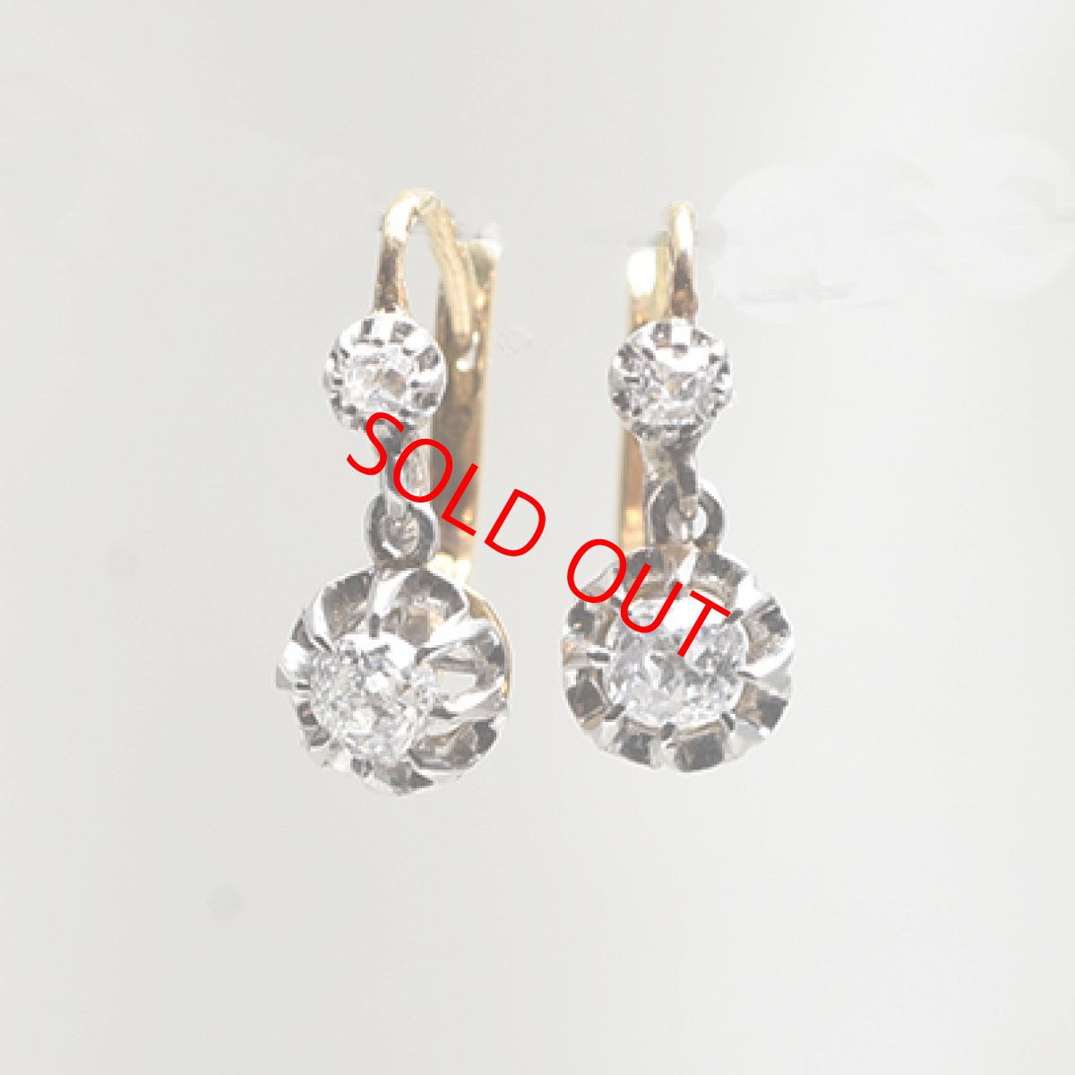 画像1: Sold ゴールド・pt・ダイヤモンドダイヤモンドイヤリング（18金） (1)