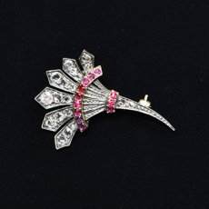 画像4: ゴールド・シルバー・ダイヤモンド・ルビーブローチ (4)