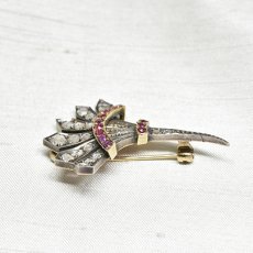 画像3: ゴールド・シルバー・ダイヤモンド・ルビーブローチ (3)