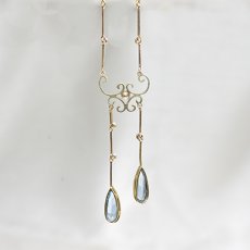 画像2: ゴールド・アクアマリン・ダイヤモンドペンダント　15金 (2)