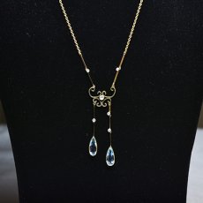 画像5: ゴールド・アクアマリン・ダイヤモンドペンダント　15金 (5)