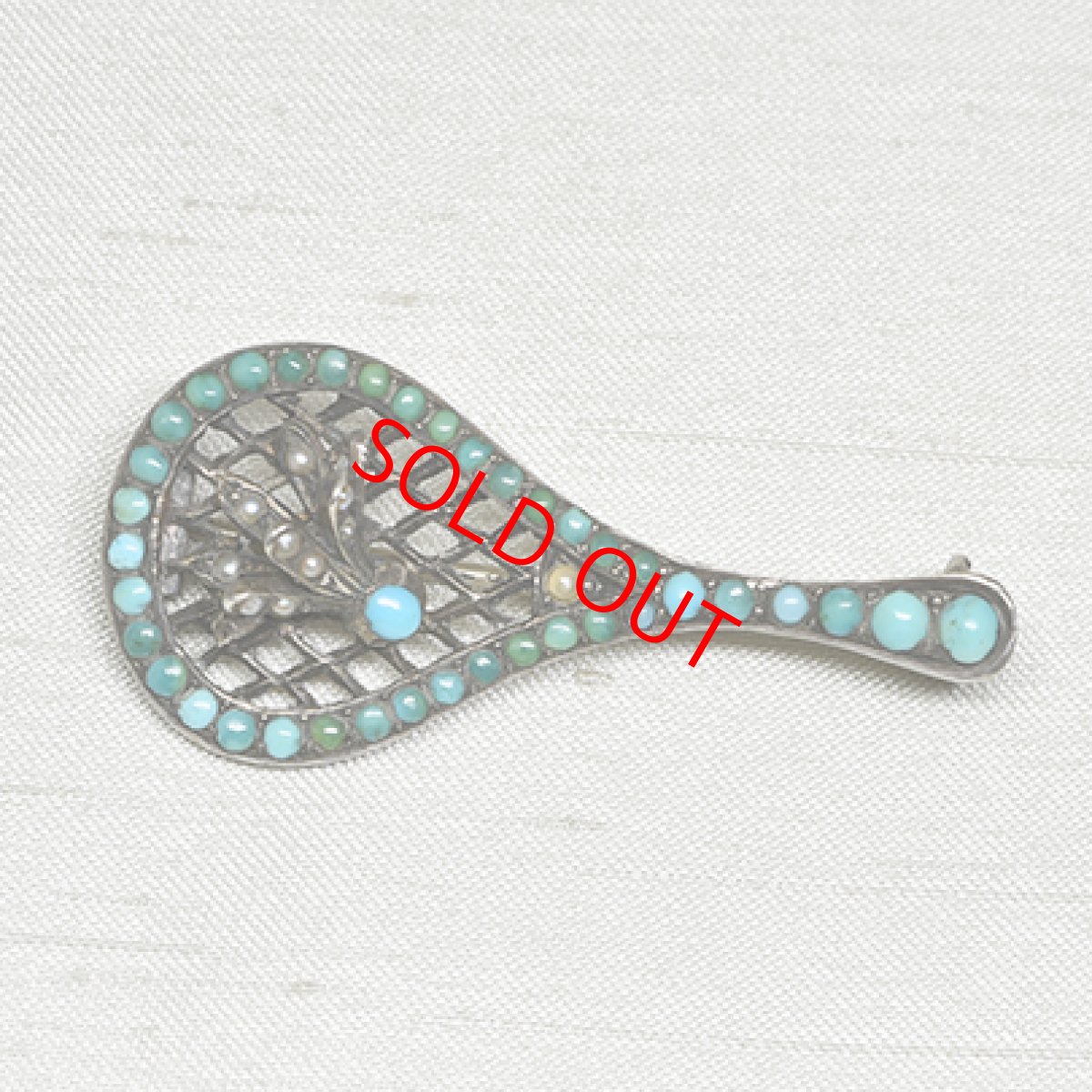 画像1:  Sold sv.ターコイズ・パールブローチ (1)