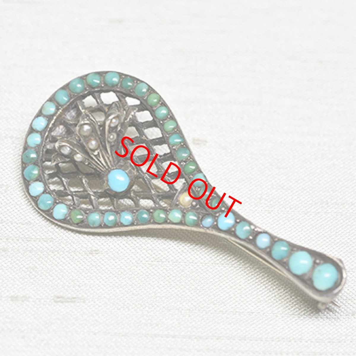 画像3:  Sold sv.ターコイズ・パールブローチ (3)