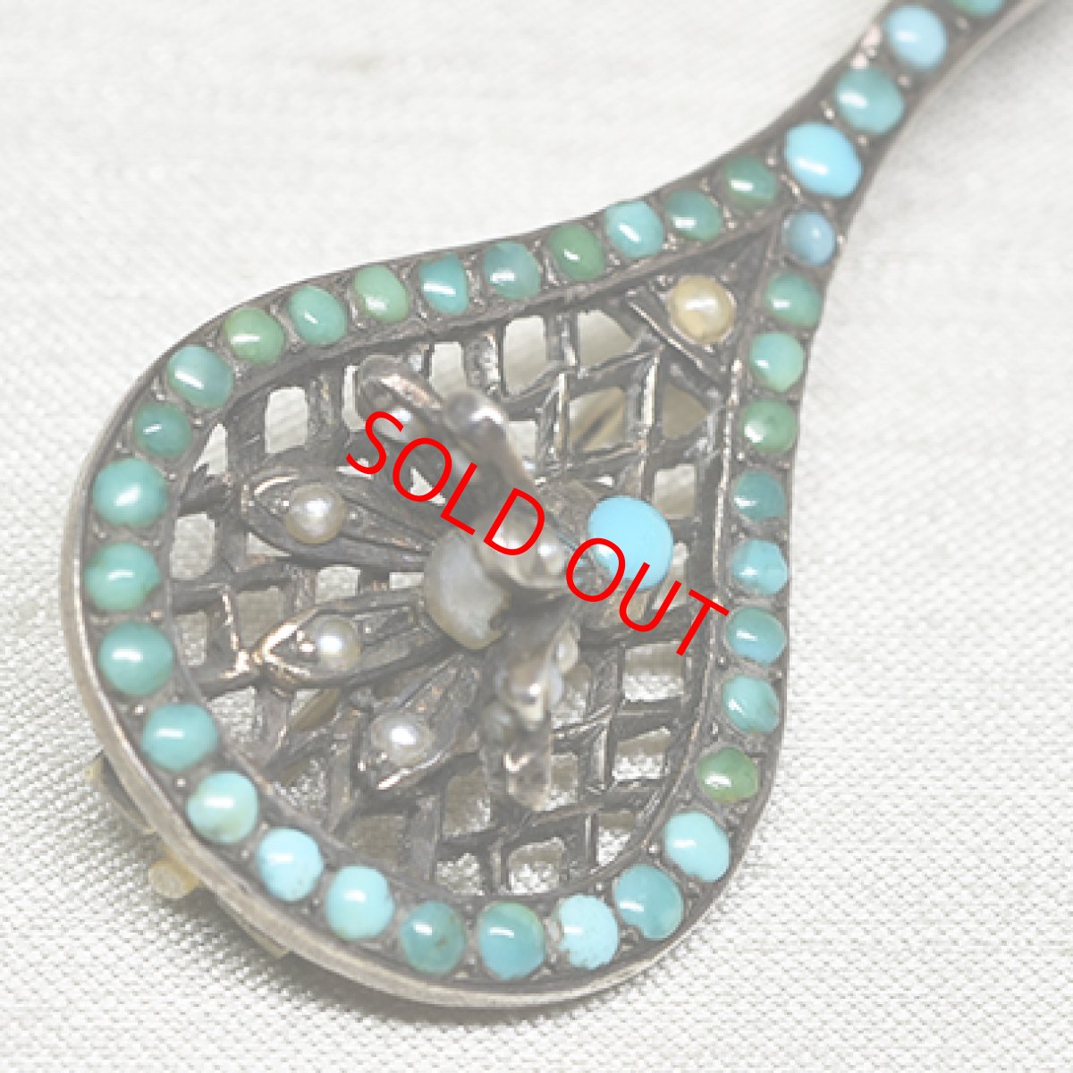 画像4:  Sold sv.ターコイズ・パールブローチ (4)