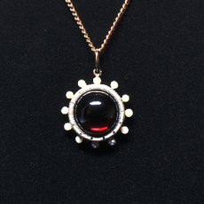 画像6: ゴールド・エナメル・ガーネット・パール ペンダント (6)