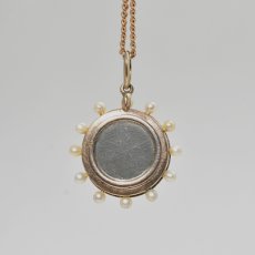 画像3: ゴールド・エナメル・ガーネット・パール ペンダント (3)