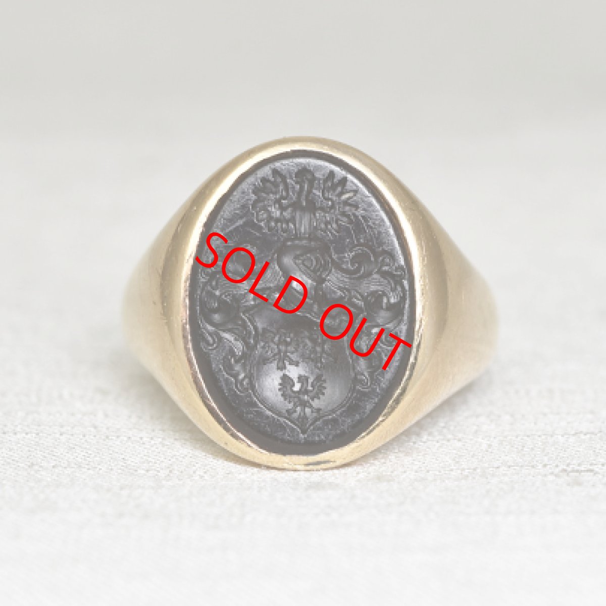 画像1: Sold ゴールド・オニキスインタリオリング (1)