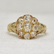 画像1: ゴールド・エナメルダイヤモンドリング18金 (1)