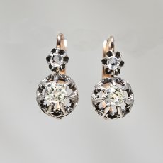 画像1: ゴールド・sv・ダイヤモンドイヤリング　13金 (1)