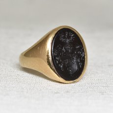 画像5: Sold ゴールド・オニキスインタリオリング (5)