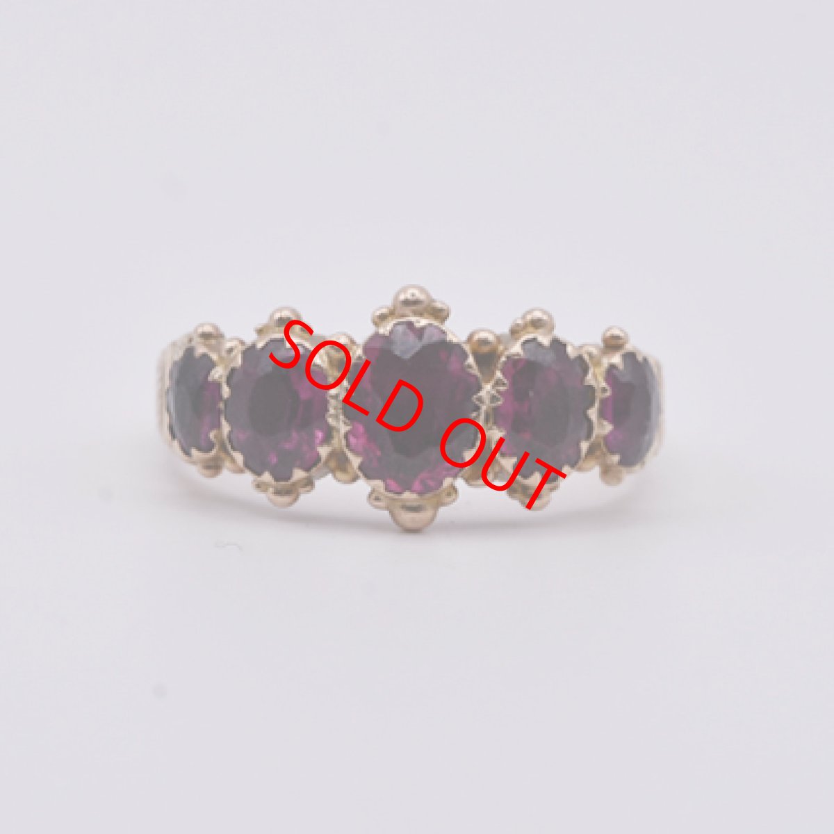 画像2: Sold ゴールド・ガーネットリング　9金 (2)