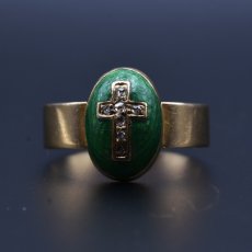 画像2: ゴールド・エナメル・ダイヤモンドリング　18金 (2)