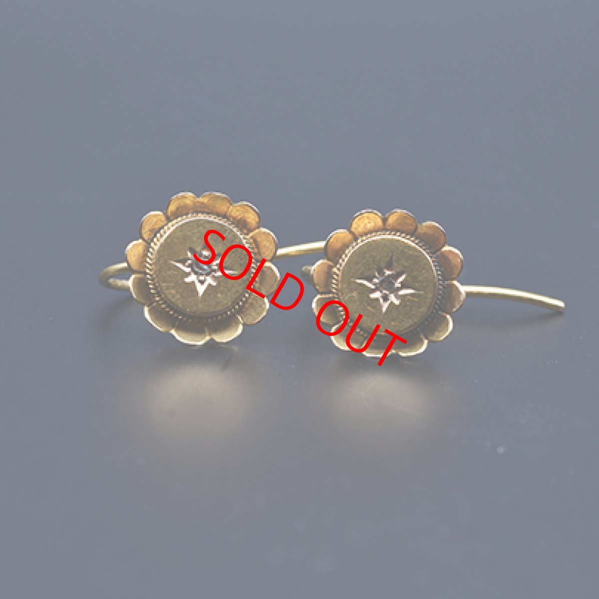 画像1: ゴールド,ダイヤモンドイヤリング　15金 (1)